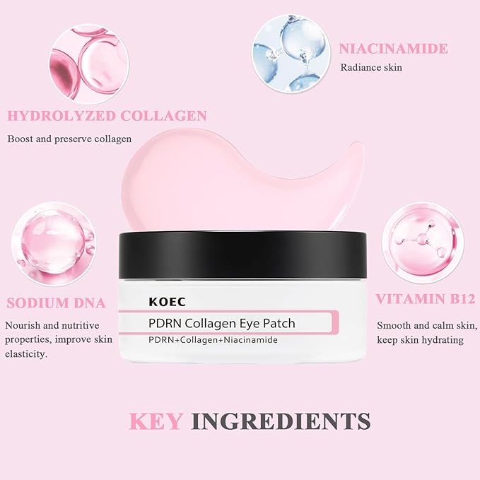 SHEEYOON Collagen Eye Patch 30 Pairs, Under Eye Patches with PDRN, Collagen & Niacinamide, for Puffy Eyes Dark Circles and Fine Lines Smoothing Skin Treatment