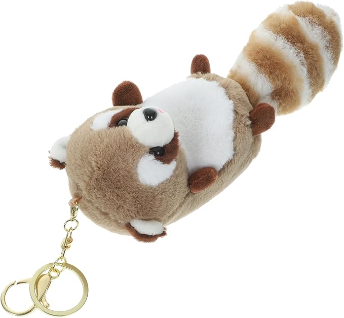 Raccoon Keychains Plush Stuffed Keychain Cute Soft Plush Raccoon Keychain Animal Pendant Toy Jewelry for Bag Purse
