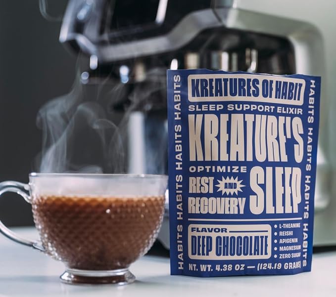 Kreatures of Habit KREATURE'S Sleep Elixir, Chocolate | Sugar-Free, With Ashwagandha, Chamomile, GABA, L-Theanine, Reishi & Magnesium, Sleep Support