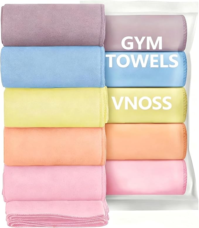 Microfiber Gym Towels - Quick Dry, Highly Absorbing, Odor-Free, for Women & Men - Gym Towel for Hot Yoga, Tennis, Working Out, Camping, Set of 5, 16 * 27Inch, Pastel Colors
