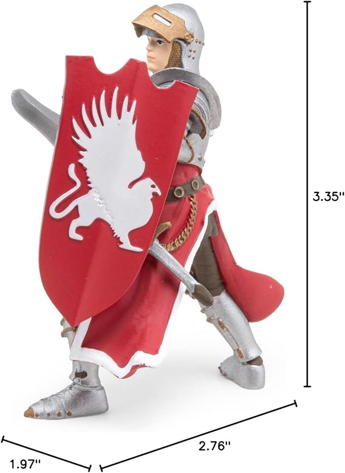 Papo - Griffon Knight Figure - Medieval Fantasy Warrior Toy for Kids Age 3+ - Hand Painted Elite Royal Guard with Armor and Shield - 7 x 5 x 8.5 cm - Durable Plastic Toy - Fantasy Collection - 39956
