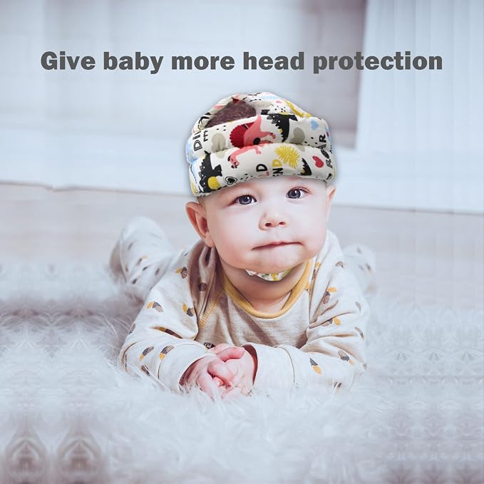 Baby Head Protector Baby Helmet for Crawling Walking, No Bumps Safety Head Adjustable Protective Cap for Walking, Playing (Dinosaur A)