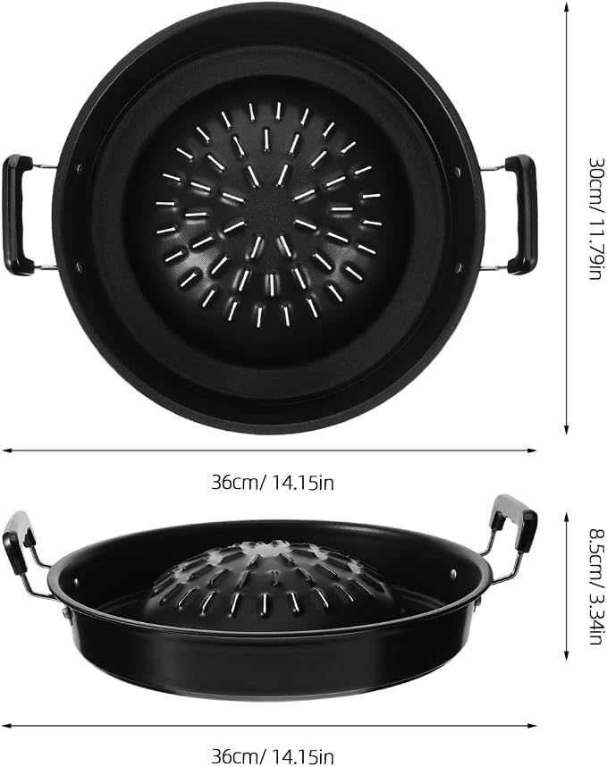 STOBAZA Korean BBQ Grill Pan Portable Barbecue Tray Meat Grilling Pan 30cm Non-Stick Barbecue Stovetop Plate for Home Camping Picnics Indoor or Outdoor Grilling