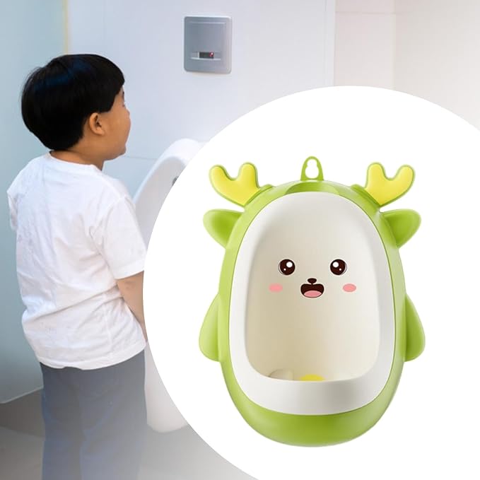 Milageto Dinosaur Potty Trainer Urinal Standing Potty, Cartoon Portable Urinals Toilet Training Hanging Pee Trainer for Child Toddlers, Green