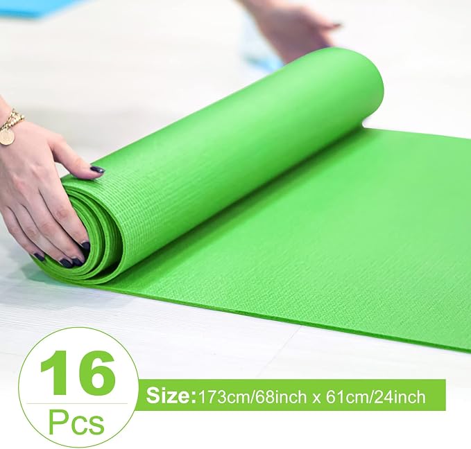3 mm Thin Yoga Mats Bulk, Lightweight PVC Exercise Mats Non Slip Workout Fitness Pads for Yoga Pilates Stretching Classes Gym Home Studio, Easy to Clean