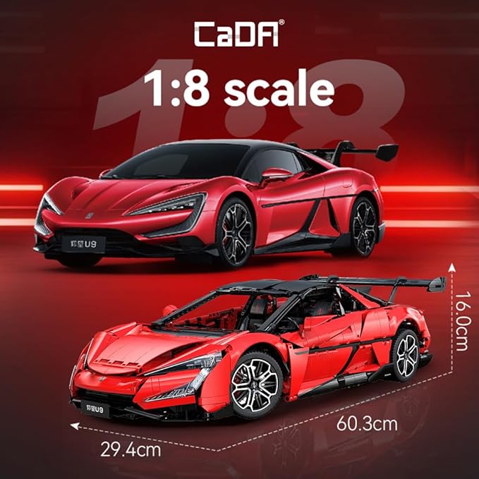 Master Yangwang U9 Super Car Brick Set, C64011W 1:8 Sports Car Building Block Kit with U-Turn Function, Dancing Building Block Model for Adults Collectors (3671PCS)