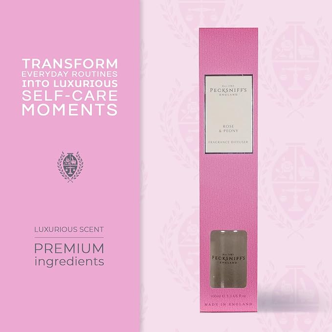 Pecksniff's Rose & Peony Reed Diffuser, 100 ml/3.38 Fl Oz