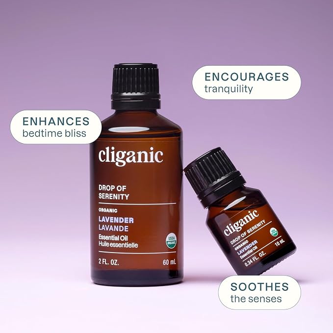 Cliganic Organic Lavender Essential Oil, 0.5oz - 100% Pure Natural Undiluted, for Aromatherapy Diffuser | Non-GMO Verified