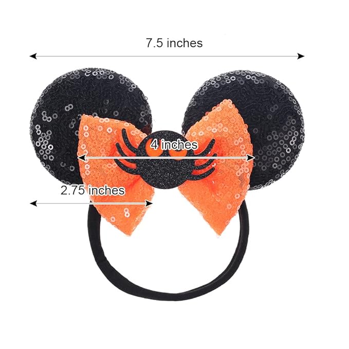 JIAHANG Halloween Mouse Ear Hair Bow Headband,Orange Soft Elastic Hair Band for Baby Girls Newborn Infant Toddlers Kids Party Supplie