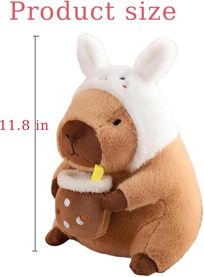 Cute Capybar Stuffed Animals，Kawaii Stuffed Capybar Toy Hugging Birthday Decorations Gifts（11.8-inch Rabbit Model）