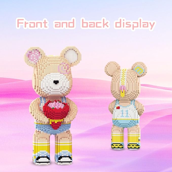 DAHONPA Flower Love Bear Micro Building Blocks Set (7880 Pieces), Animal with Storage Drawer, Gift for Adults and Kids