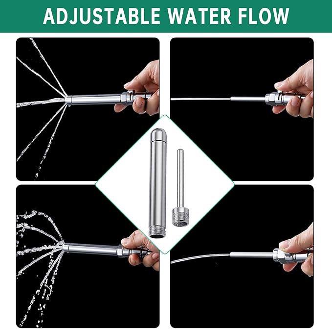 Shower Enema System with 100 Inches Hose, Diverter, Water Control Valve for Men and Women Portable Cleaning, Enema Nozzle Kit Cleaner Attachment (Polished Chrome)