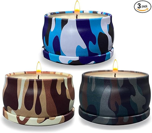 3 Packs x 2.5 oz Citronella Candles Outdoor Set，Indoor Scented Soy Wax Candles Portable Travel Tin Gift Set for Home Garden Patio Balcony Decorative, Baby Shower Prizes