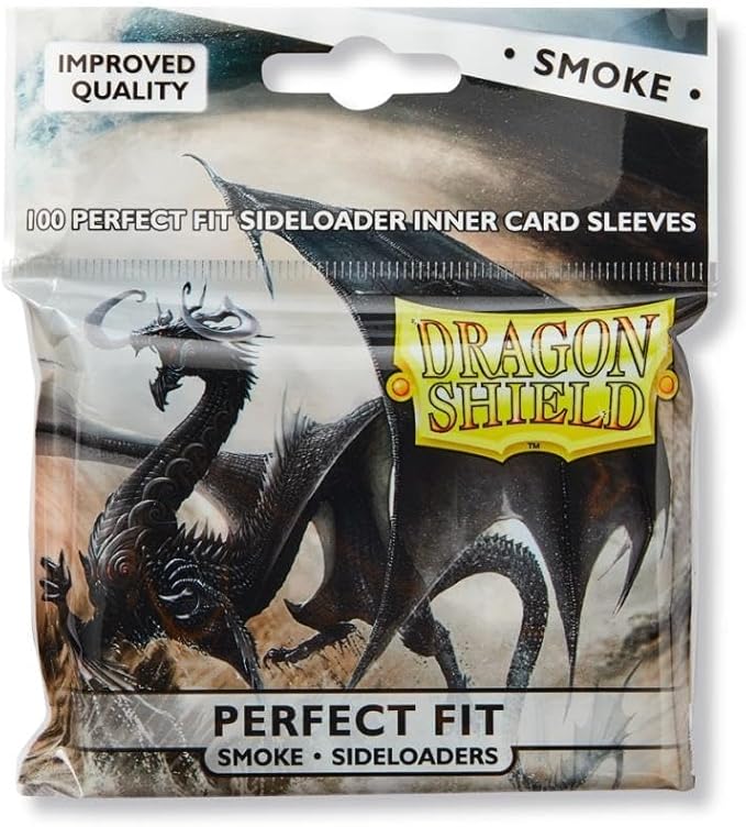Dragon Shield Perfect Fit Sideloader Inner Card Sleeves Standard Size (100 CT) – PVC-Free Polypropylene Double-Sleeve Protection Compatible with Pokemon, One Piece & Magic The Gathering – Smoke