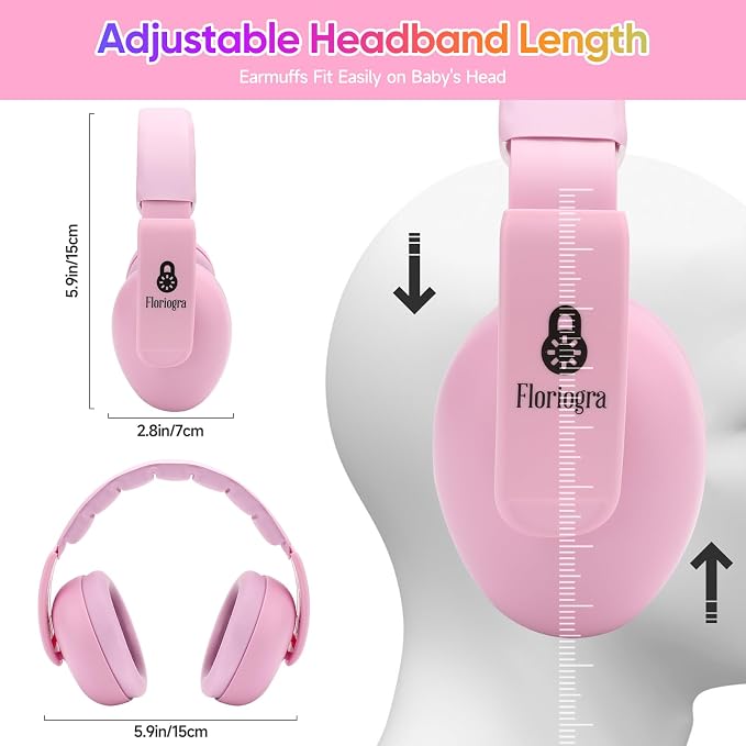 Floriogra Baby Headphones for Noise - Upgraded Ear Muffs Noise Protection - Noise Cancelling Headphones - Ear Protection for 3 Months to 2 Years, Normal