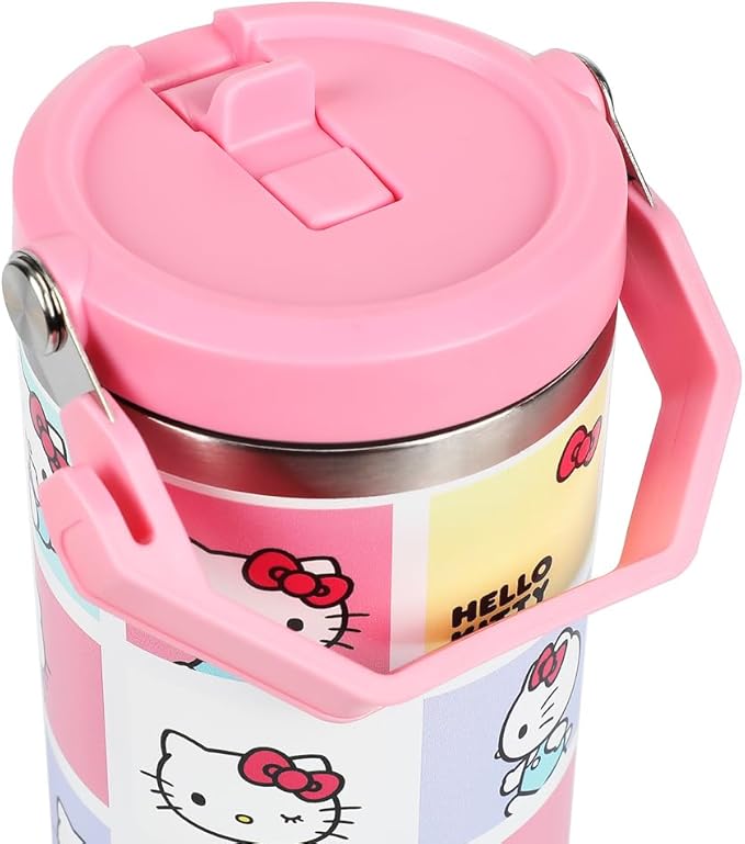 Bioworld Hello Kitty Character Squares White 40 Oz Stainless Steel Tumbler