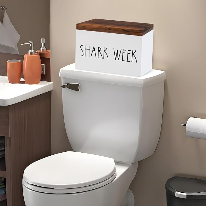 Tampon Holder for Bathroom,Feminine Products Organizer,Shark Week Tampon Storage,Tampon Dispenser,Farmhouse Bathroom Storage Container,Bathroom Accessories Box for Girl Stuff