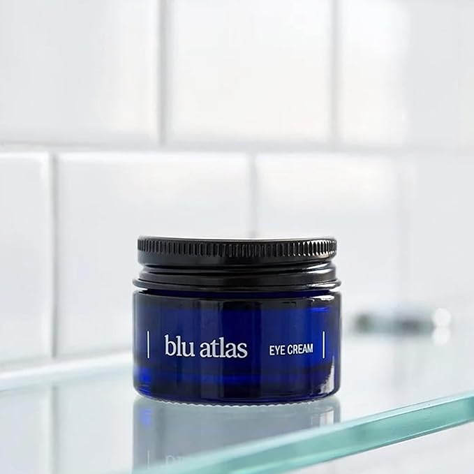 Blu Atlas Brightening Eye Cream for Men with Vitamin C, Shea Butter & Peptides – Anti-Aging Under Eye Moisturizer Reduces Dark Circles, Puffiness & Bags and Helps Repair Skin Barrier – 0.5 oz