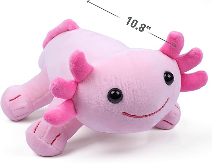 Axolotl Plush Toy, 10.8” Soft Cute Axolotl Stuffed Cotton Plush Pillow Kawaii Salamander Animal for Boys Girls Kids Gift (Pink)
