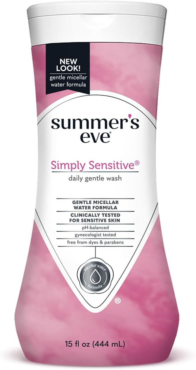 Summer's Eve Simply Sensitive & Fragrance Free Daily Gentle Feminine Body Washes, Remove Odor, pH Balanced, 2x15 fl oz