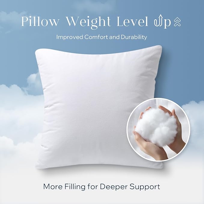 Phantoscope Throw Pillow Insert with 100% Cotton Cover, 18x18 Inch, 1 Pack | Soft Supportive Throw Pillows for Couch Bed, Hypoallergenic Breathable Pillows Inerts, Square Decorative Cushion Sham Stuffer