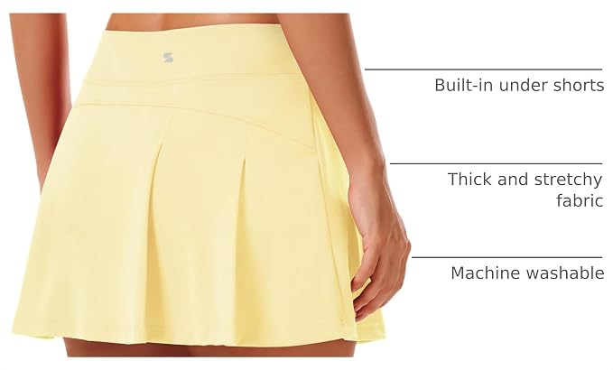 Stelle Women Tennis Skirt High Waisted Athletic Golf Skorts with Pockets | Tummy Control, Built-In Shorts, Deep Pockets, Pleated, Breathable, Lightweight, Tennis, Golf, Pickleball, Running, Workout