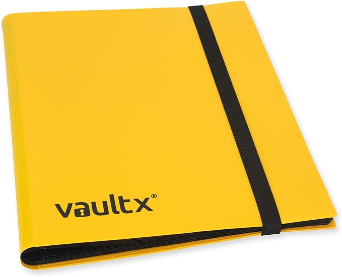 Vault X 9 Pocket Standard Strap Binder, Holds 360 Trading Cards in 20 Side-Loading Pages (Yellow)