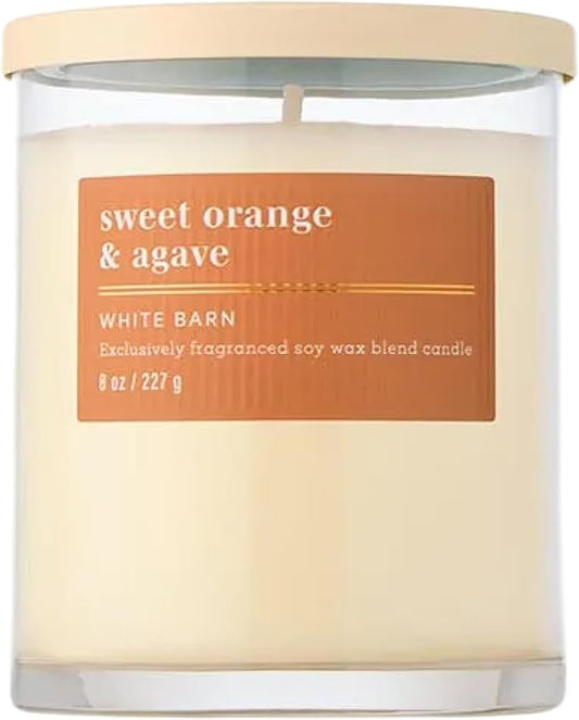 Bath & Body Works Single Wick Candle, Sweet Orange & Agave Candle, Long-Lasting Burn Up to 45 Hours, Exclusively Fragranced Soy Wax Blend, 8 oz - 1 Pack