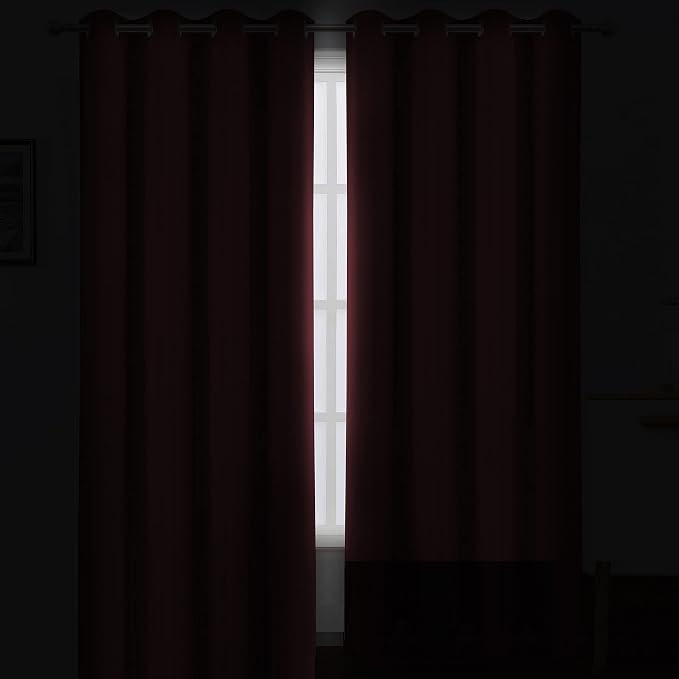 LEMOMO Burgundy Red Thermal Blackout Curtains/52 x 84 Inch/Set of 2 Panels Room Darkening Curtains for Bedroom