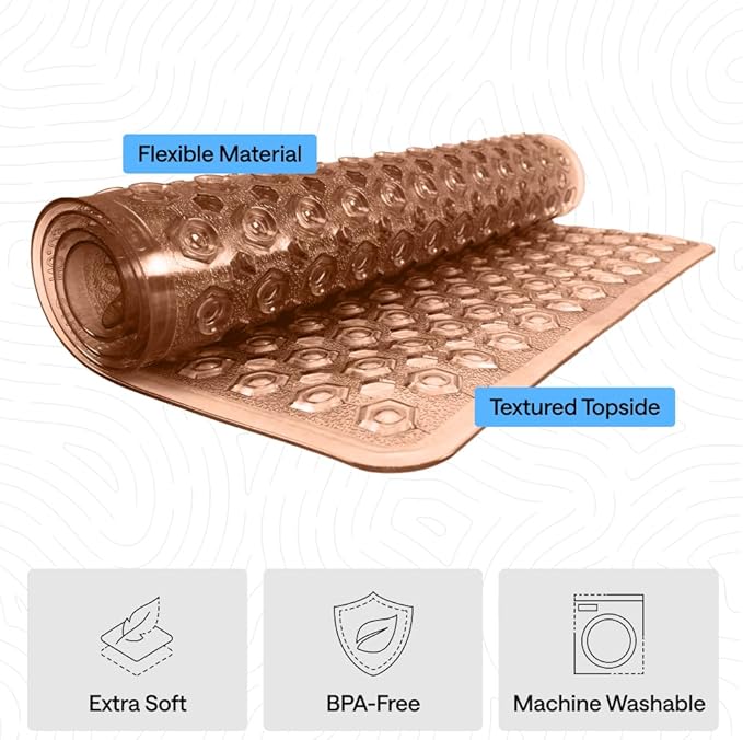 GORILLA GRIP Patented Square Shower Stall Mat, Small Bathtub Floor Mats for Stand Up Showers with Suction Cups and Drainage Holes, Machine Wash, Soft on Feet, Bathroom Accessories 21x21 Inch, Brown