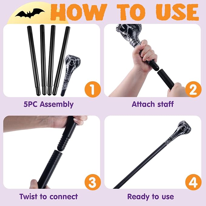 Spooktacular Creations Halloween Walking Cane, Egyptian Snake Staff for Mystical Pharaoh Ancient Themed Dress Up Party
