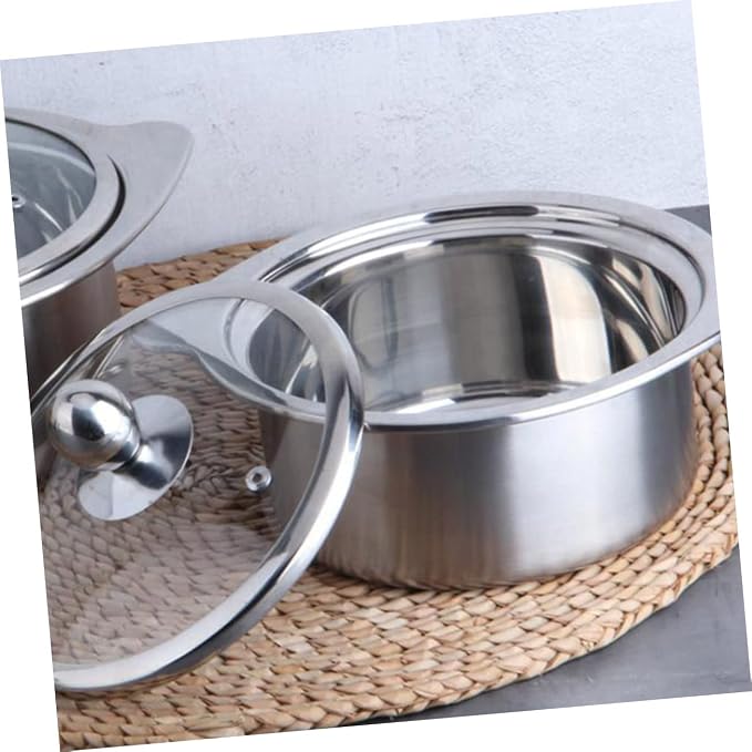 1pc Food-grade Stainless Steel Hot Pot for Induction Cooker Stewpot Without Lid for Dining and