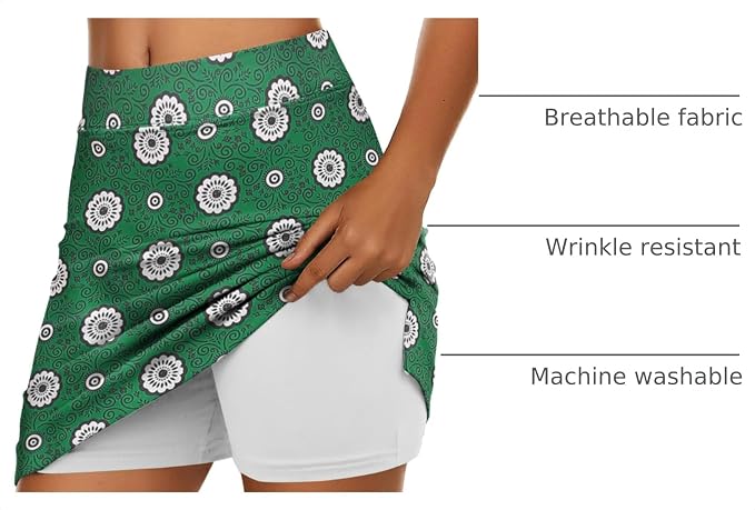 Ekouaer Women's Active Performance Skort Lightweight Skirt for Golf Tennis | Built-in Shorts, A Line, High Waisted, Tummy Control, Pickleball, Running, Workout, Sports, Skorts for Woman