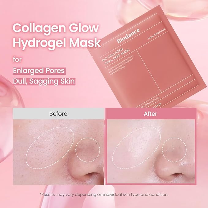 BIODANCE Bio-Collagen Real Deep Mask, Hydrating Overnight Hydrogel Mask, Pore Minimizing, Plumping, Elasticity Improvement, Korean Skin Care, Valentines Day Gifts for Her | 1.19oz(34g) x 16ea