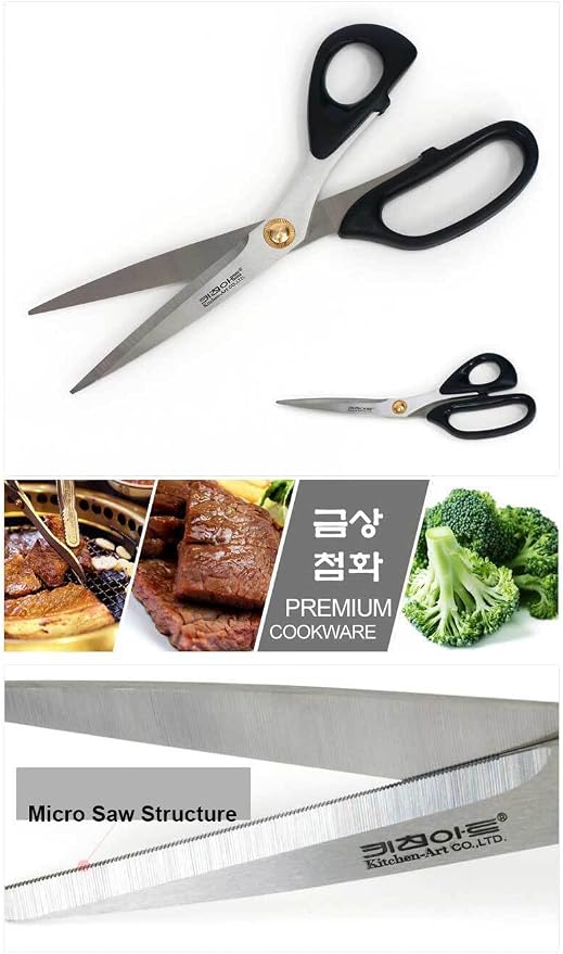 Art of Kitchen Korean Galbi Scissors Stainless Heavy Duty Scissors Shears ABS Grip Cutting Food Tools Kitchen Scissors for Chicken, Meat, Fish Size : 260mm, MC-KAGS886