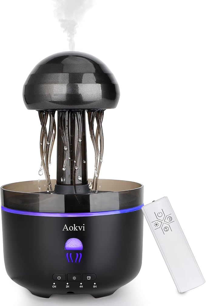 Essential Oils Diffuser,300ML Aromatherapy Diffuser,Ultrasonic Essential Oil Diffuser,Jellyfish Humidifier with 7-Color LED,Timer and Auto-Off for Office,Yoga,Bedroom Scent Diffuser(Black