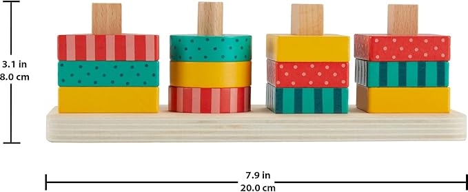 Fisher-Price Wood Toddler Toy Shape Stacker, 13-Piece Wooden Sorting Activity for Fine Motor Play Preschool Kids Ages 2+ Years
