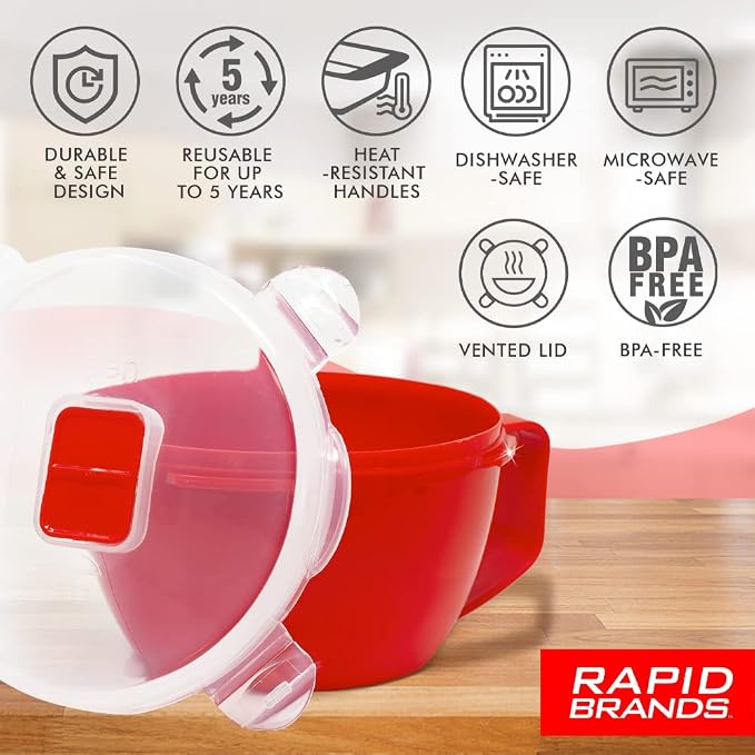 Rapid Plastic Noodle/Soup Bowl | Microwave Soup & Noodles in Minutes | Perfect for Dorm, Small Kitchen, or Office | Dishwasher-Safe, Microwaveable, & BPA-Free