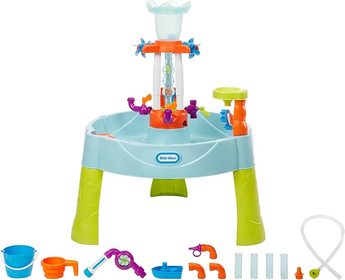 Little Tikes Flowin’ Fun Water Table - Kids’ Outdoor Water Playset with Interchangeable Pipes, Faucets, Tower & Accessories - Encourages Creativity & Sensory Exploration - Ideal for Ages 2 to 5 Years