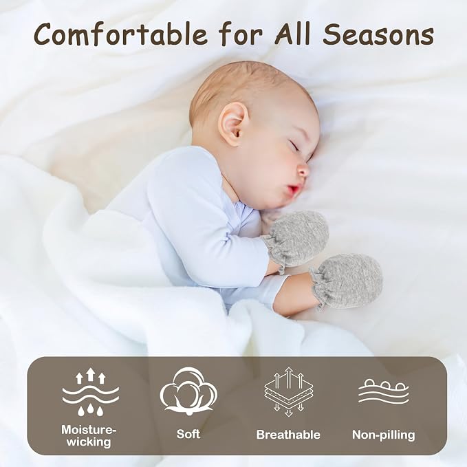 8 Pairs Baby Mittens No Scratch, Skin-friendly Cotton Newborn Infant Gloves, Baby Girl Boy Must Haves Essentials 0-6 Months