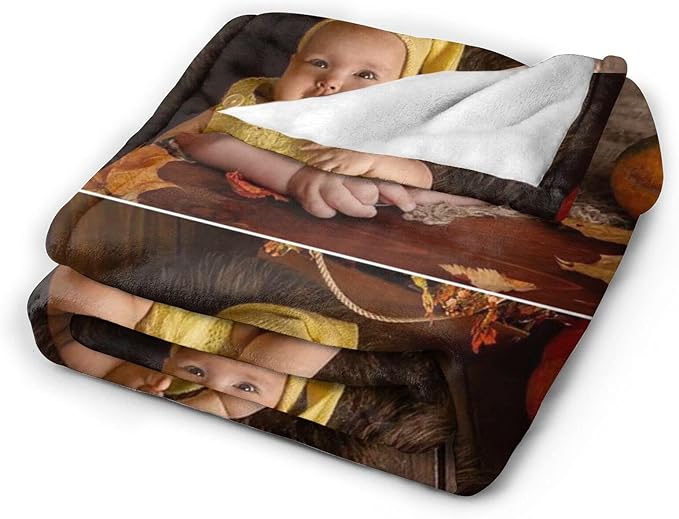 QETXVI Custom Blanket with Photos Text Customized Blanket Personalized Flannel Throw Blankets for Adult Kid Birthday Christmas Halloween Fathers Mothers Valentines Gift - 60"x 80"