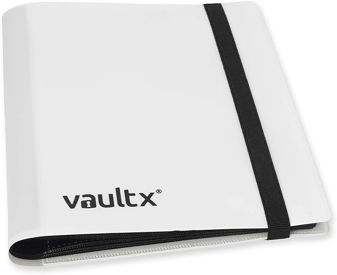 Vault X 4 Pocket Standard Strap Binder, Holds 160 Trading Cards in 20 Side-Loading Pages (White)