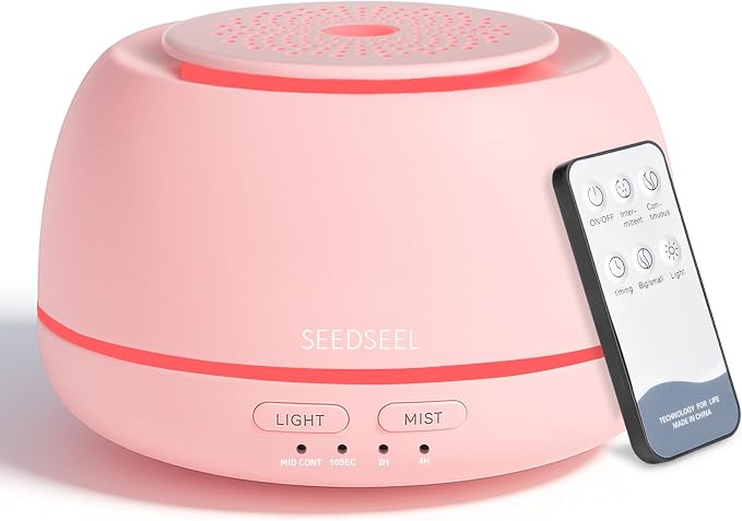 SEEDSEEL 300ML Essential Oil Diffuser with 7 Color LED Light, Remote, 4 Timers, Auto-Off, Ultrasonic Aromatherapy Diffuser for Office, Bedroom, Yoga, Home