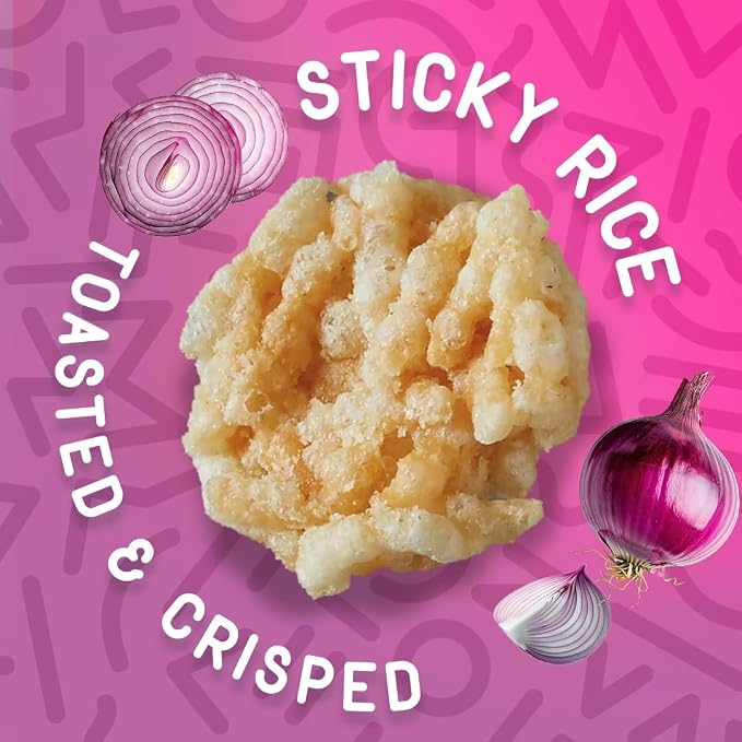 Wowza Sweet Maui Onion Crunchy Rice Crisps | Gluten Free, Non-GMO, 8 Pack | Sweet & savory flavor, Healthy chip alternative, Kid-friendly, 3.5 oz bags, No artificial flavors, Allergen-friendly, Umami