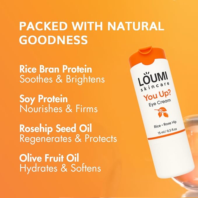 LOUMI Skincare You Up? Rose Hip Eye Cream | Brightening, Hydrating Under-Eye Cream | Reduces Dark Circles, Puffiness & Wrinkles | Rice, Soy & Rosehip Collagen Boost | Natural, Vegan, Cruelty-Free 1oz