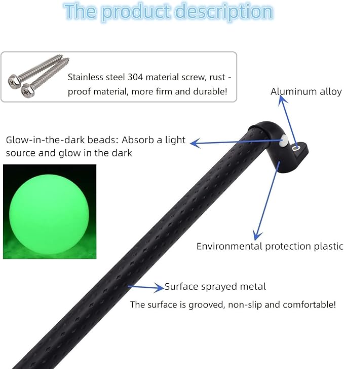 Set of 2 Playground Safety Handles Glow-in-The-Dark 17" Metal Non-Slip Solid Swing Set Kids Safety Hand Grips