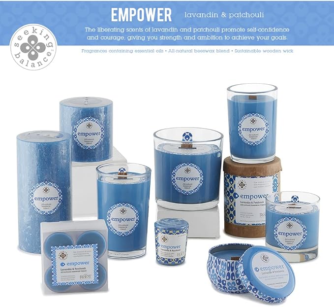Root Candles Seeking Balance Wood Wick Spa Candle Aromatherapy Candles, 12-Ounce, Empower: Lavandin & Patchouli