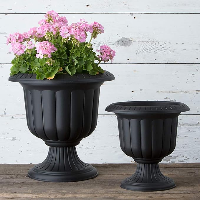 Root & Vessel, Classic Urn Planter, Black, 14-Inch