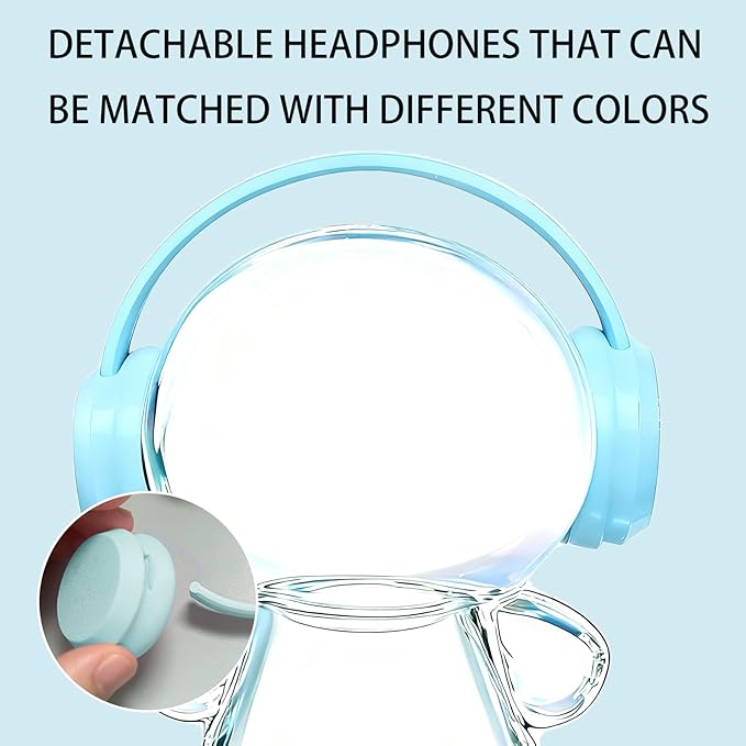 3D Printed Headphones Accessories for 17cm Doll(No Dolls)，for Dolls 3.94-6.69inch(10-17cm) in Size，Suitable for Daily Display, Great As a Gift(Light Blue Headphones)