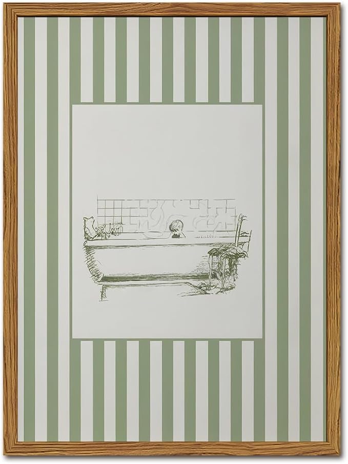 Funny Kids Bathroom Wall Art Cute Boy in Bathtub Wall Decor Picture, Eclectic Child Nursery Bathroom Poster Canvas Prints painting for Restroom 12x16 inch Wood Framed